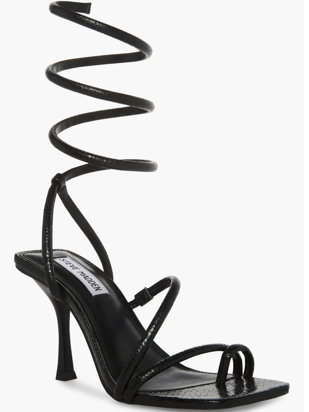 Steve Madden Black Spiral Lace-Up Stiletto Sandals